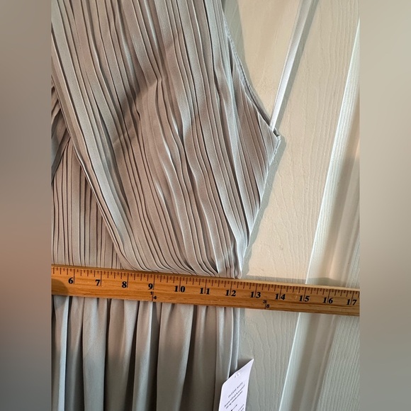NWT BHLDN Anthropologie 0 Madrie Maxi Dress Fog Grey Bridesmaid Halter Chiffon - Picture 10 of 14